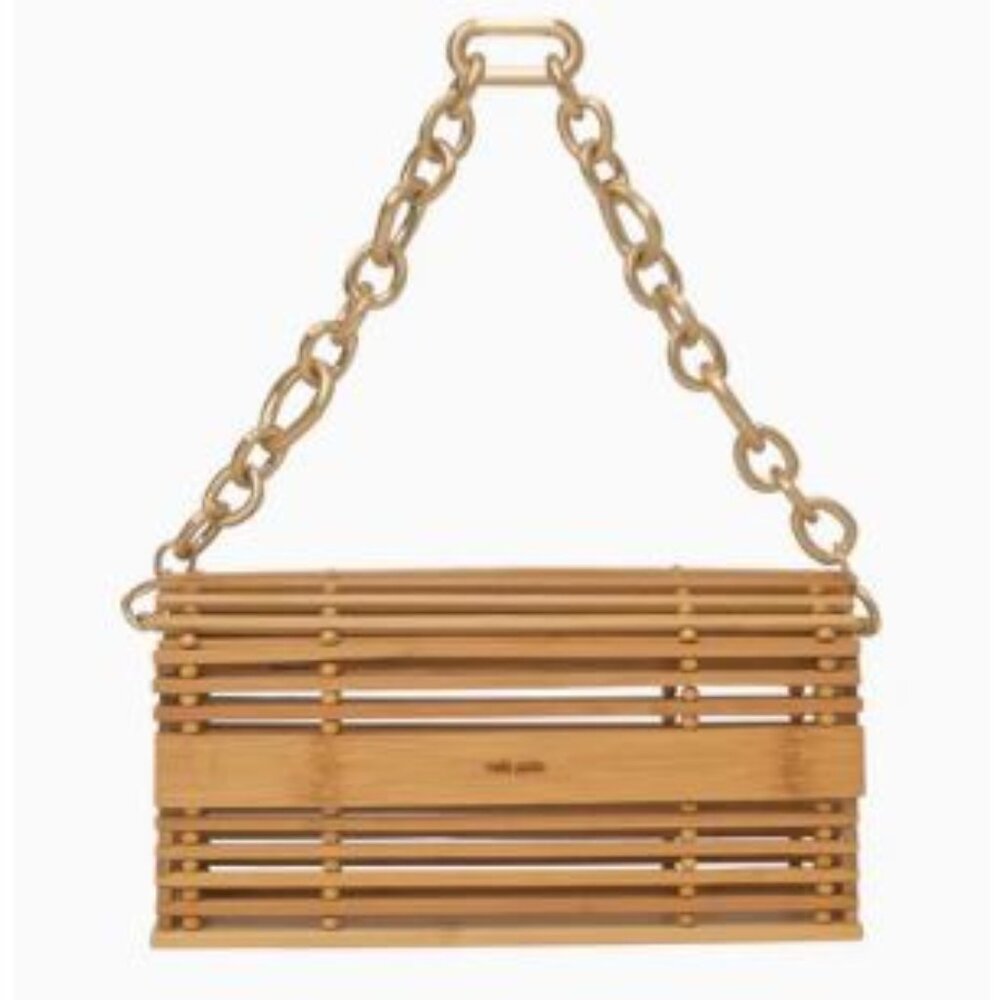 Cult Gaia Sylva Shoulder Bag in Beige Wood